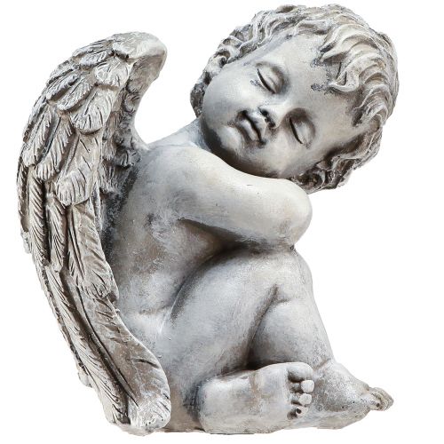 Produkt Anioł siedzący figura dekoracyjna dekoracja grobu szara żywica poliestrowa wys. 18cm