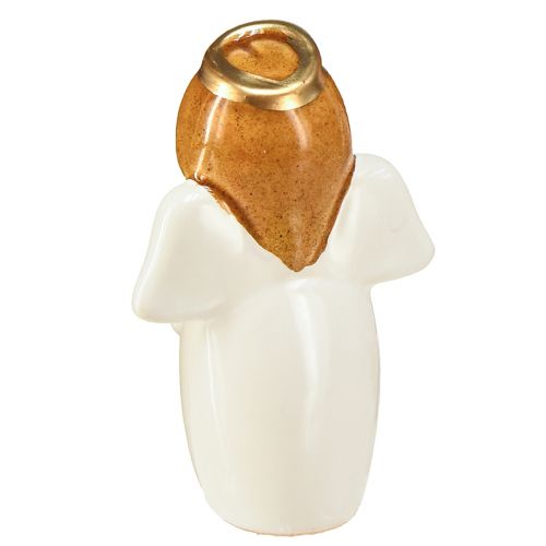 Produkt Uroczy ceramiczny aniołek ze złotymi akcentami biały 7 cm - pomysł na prezent i kochająca dekoracja - 6 szt