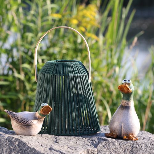 Floristik24 Kaczki dekoracyjne ceramiczne brązowe zielone kaczory siedzące wys. 17,5 cm 2 szt