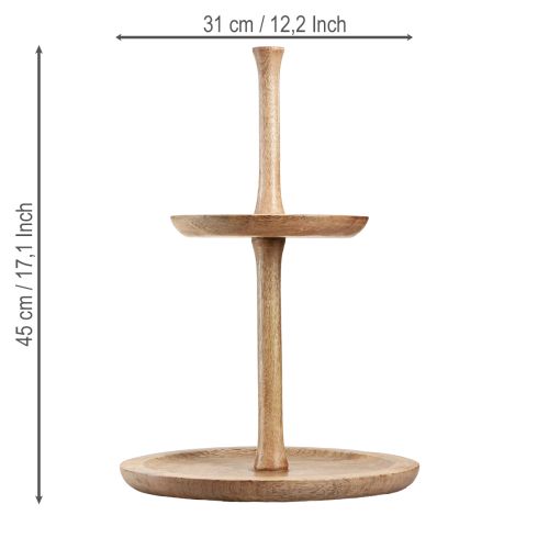 Produkt Patera na ciasto drewniana dekoracja 2-poziomowa naturalna okrągła Ø31/20cm W45cm