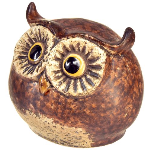 Produkt Urocze ceramiczne figurki sów - szczegółowy projekt w kolorze brązowym i kremowym, 10,5 cm - idealna dekoracja do salonu i biura - 3 sztuki