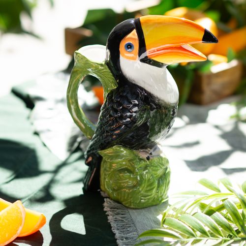 Egzotyczny dekoracyjny wazon tukan ceramiczna figurka kolorowa 20×10×24cm