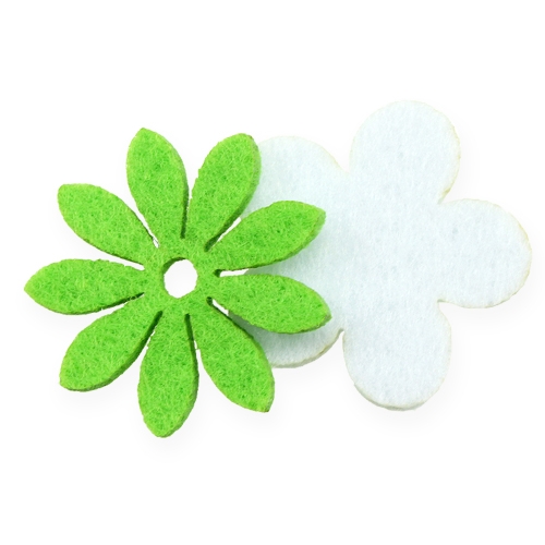 Floristik24 Filcowy kwiatek do rozsypania Zielony, Biały 3,5cm 96szt