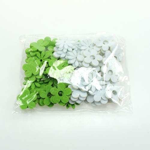 Floristik24 Filcowy kwiatek do rozsypania Zielony, Biały 3,5cm 96szt