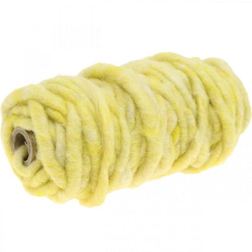 Floristik24 Sznurek filcowy ze sznurkiem wełnianym żółty pastelowy 20m