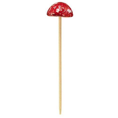 Produkt Muchomory na patyku, czerwone, 4cm, zestaw 6 szt. - dekoracyjne grzyby ogrodowe do jesiennej dekoracji