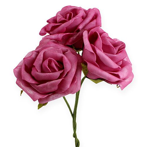 Floristik24 Róża piankowa Ø 8cm fuksja 18 szt