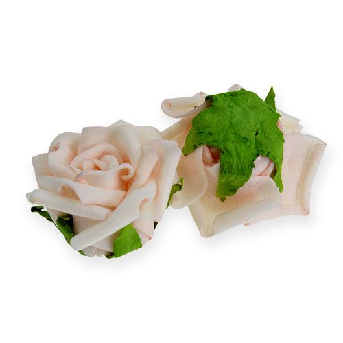Floristik24 Pianka róża kwiat krem 5cm z igłą 12szt.