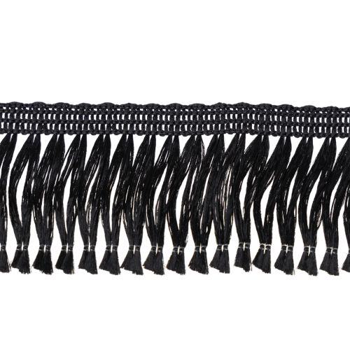 Produkt Czarna wstążka z frędzlami 4 cm, lamówka kordonowa, ozdobny lureks z frędzlami 25 m