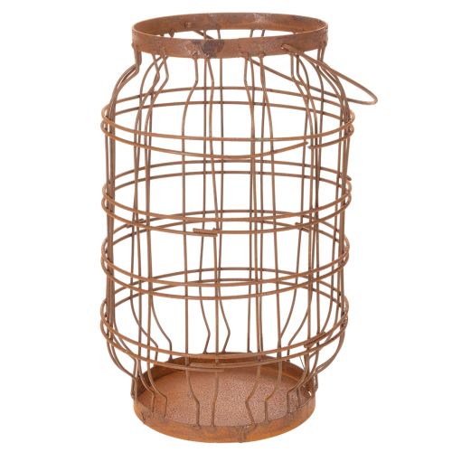 Latarnia ogrodowa, metalowa, wykończenie rdzawe, uchwyt, vintage, Ø19,5 cm | Floristik24.pl
