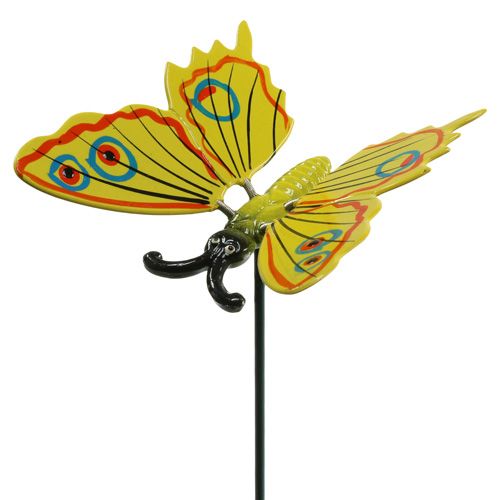 Motyl na patyku 17cm żółty
