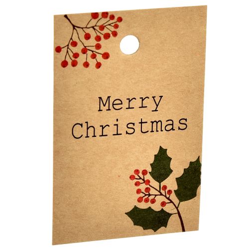 Produkt Zawieszki do prezentów Merry Christmas papier naturalny brązowy 8,5×5,5cm 20 szt
