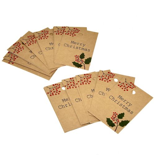 Produkt Zawieszki do prezentów Merry Christmas papier naturalny brązowy 8,5×5,5cm 20 szt