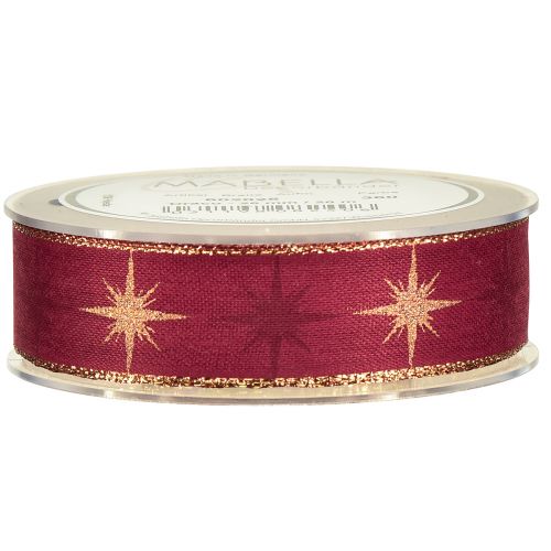 Produkt Wstążka prezentowa wstążka gwiazda ozdobna wstążka czerwone złoto W25mm L20m