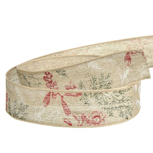 Produkt Wstążka prezentowa Świąteczna Ilex Berries Zielona Czerwona 25mm 15m