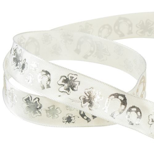 Produkt Wstążka prezentowa biała srebrna ozdobna wstążka sylwestrowa 25mm 18m