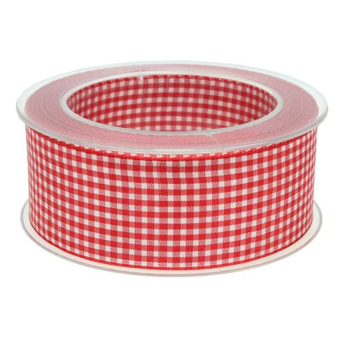 Produkt Wstążka prezentowa z krajką 40mm 20m czerwona kratka