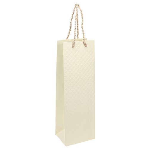 Floristik24 Torba prezentowa na butelki papierowa kremowa 12×9×36cm 1 szt