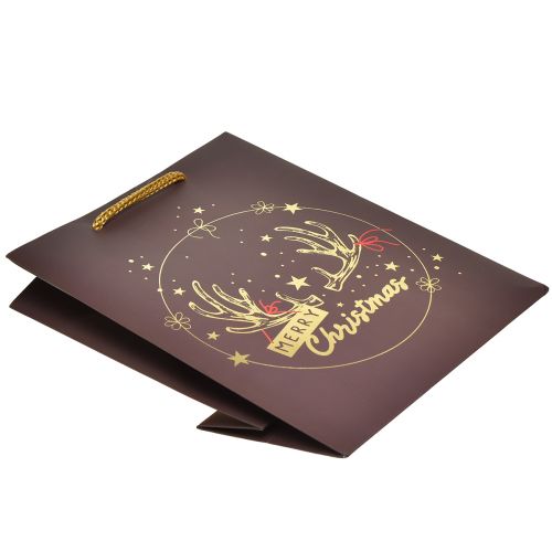 Floristik24 Torebka prezentowa poroże bożonarodzeniowe brązowo-złote 18x10x23cm 2szt