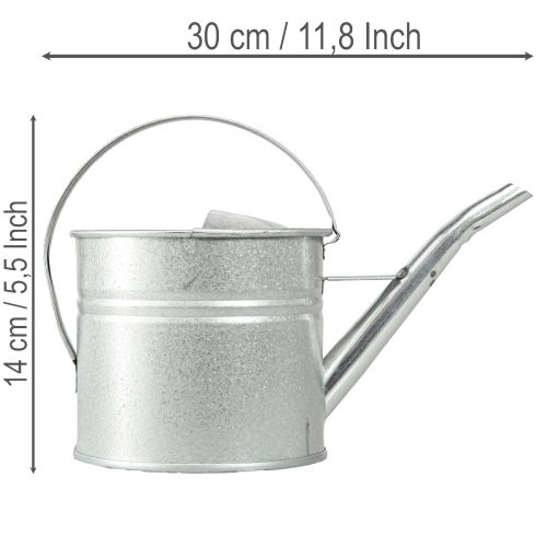 Konewka dekoracyjna w stylu vintage, metalowa, srebrna, doniczka 1,25 l | Floristik24.pl