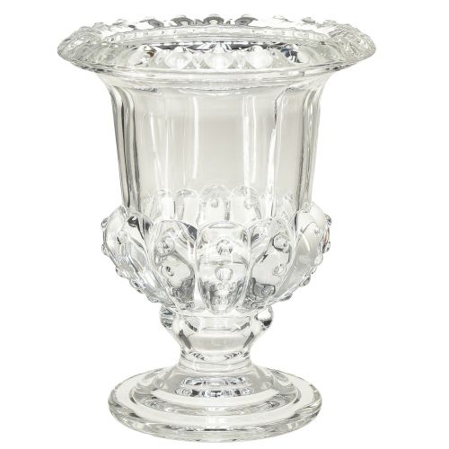 Floristik24 Wazon ze szkła vintage w kształcie filiżanki – przezroczysty, 16x20 cm – elegancka dekoracja stołu