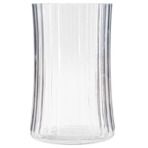 Produkt Wazony szklane wazony dekoracyjne przezroczyste rowki dekor Ø12cm W19cm 2szt