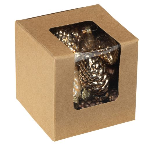 Produkt Szyszki szklane do zawieszenia, szyszki szklane, brązowe, złote, 5,5 cm, 14 szt.
