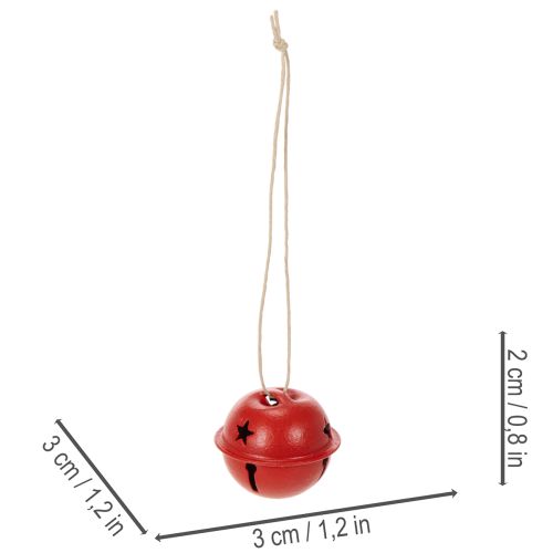 Zawieszki dekoracyjne w kształcie dzwonka z motywem gwiazdy, 3 cm, 9 szt. | Floristik24.pl