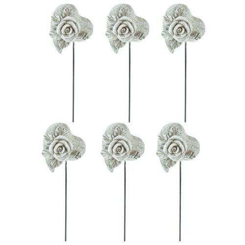 Produkt Wtyczka nagrobna serce pamiątkowa wtyczka z kamienia różanego 5,5cm 6 szt