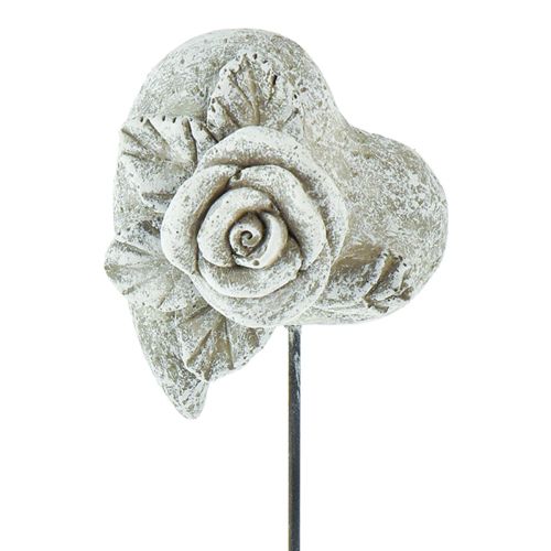 Floristik24 Wtyczka nagrobna serce pamiątkowa wtyczka z kamienia różanego 5,5cm 6 szt