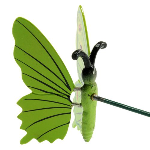 Floristik24 Motyl na patyku 17cm zielony