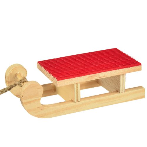 Produkt Drewniane sanie miniaturowe, czerwono-naturalne, 4x8,5 cm, zestaw 6 szt. - dekoracja świąteczna