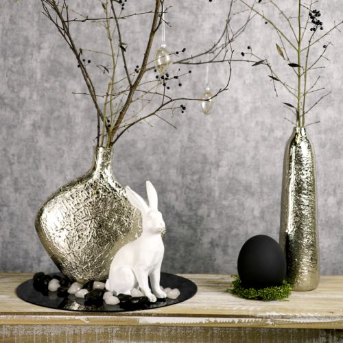 Floristik24 Zajączek siedzący Zajączek dekoracyjny Dekoracja wielkanocna biały sztuczny kamień wys. 22cm