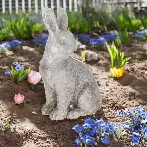 Produkt Siedzący Zając Wielkanocny Ceramiczny Antyczny Szary 13×10×22cm