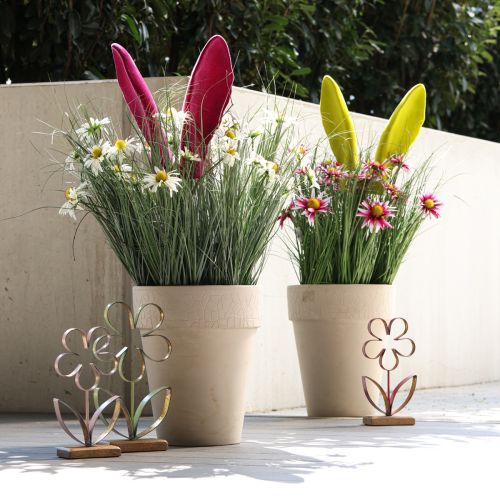 Produkt Ozdoba króliczka uszy żółto-zielona pistacja Wielkanocna na patyku 56cm