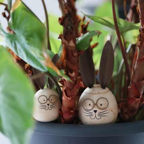 Produkt Dekoracyjna figurka w kształcie królika w kształcie jajka, idealna do dekoracji wiosennych i sezonowych, 14 cm, 3 sztuki