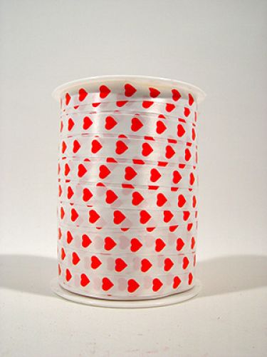 Floristik24 Wstążka serduszka biało/czerwona 10mm Simpatia 250m