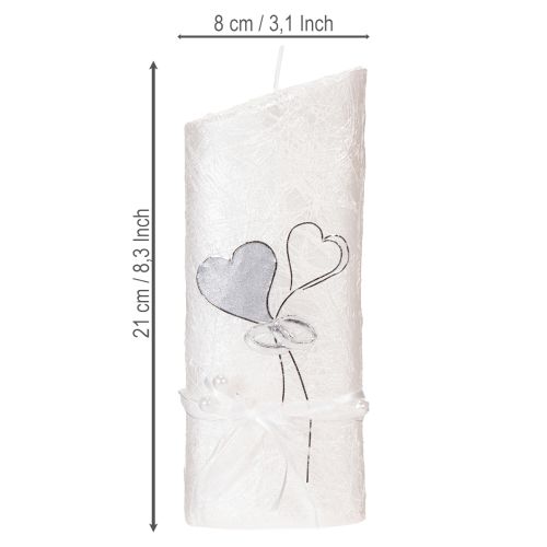 Produkt Świeca ślubna, srebrna świeca ślubna, biała świeca 210/85mm