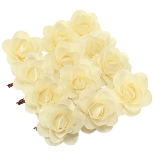 Produkt Drewniane róże ozdobne kremowe róże sztuczne róże drewniane Ø10cm 12 szt