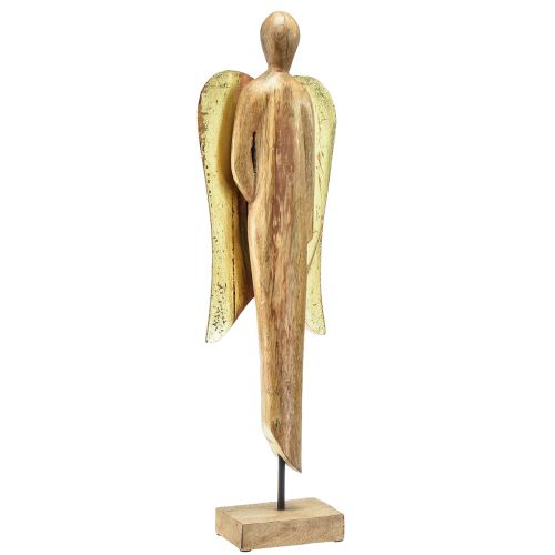 Floristik24 Drewniany aniołek Drewniana figura anioła dekoracja w kolorze naturalnego złota 17×9×60cm