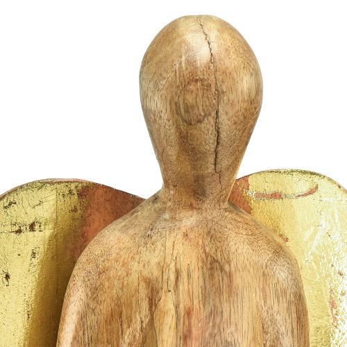 Floristik24 Drewniany aniołek Drewniana figura anioła dekoracja w kolorze naturalnego złota 17×9×60cm