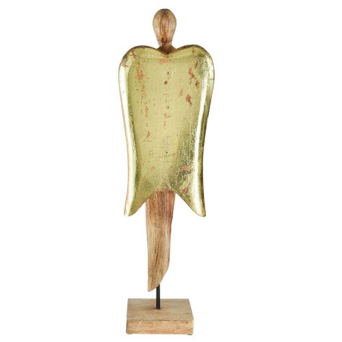 Floristik24 Drewniany aniołek Drewniana figura anioła dekoracja w kolorze naturalnego złota 17×9×60cm