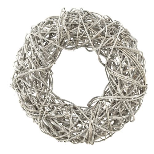 Wianek drewniany wianek dekoracyjny rattan naturalny biały Ø30cm W9,5cm