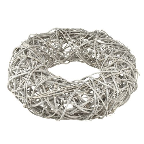 Produkt Wianek drewniany wianek dekoracyjny rattan naturalny biały Ø30cm W9,5cm