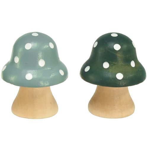 Produkt Grzyby drewniane grzyby ozdobne drewniane mini muchomory miętowe zielone 4cm 12 szt