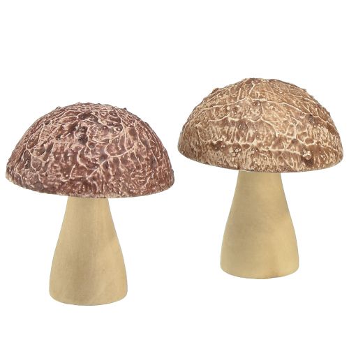 Produkt Grzyby drewniane grzyby dekoracyjne dekoracja stołu jesienny brązowy naturalny 5×6cm 8 szt