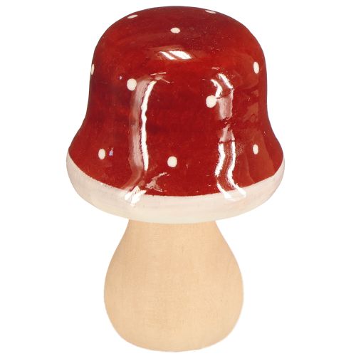 Produkt Drewniane grzyby, muchomory, dekoracja, drewno, FSC, czerwono-brązowe, wys. 6,5/7 cm, 4 sztuki