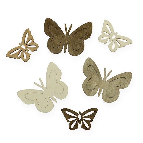 Floristik24 Drewniane motyle natura 4cm 72 szt