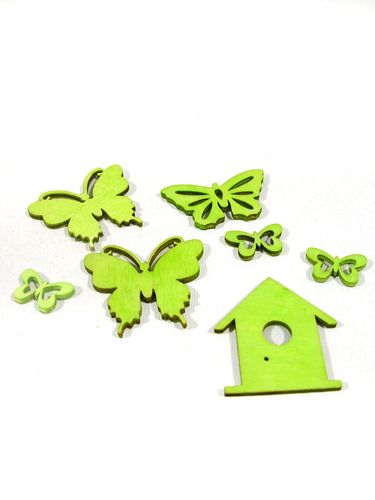 Floristik24 Asortyment drewniany domek dla ptaków motyl zielony 60szt
