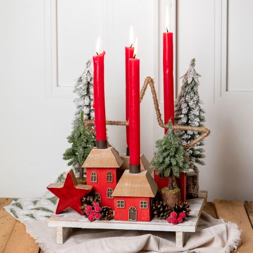 Produkt Drewniana taca z dekoracją drewnianą vintage brązowo-biała 24x24cm